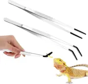 2 Pcs Long Handle Aquarium Tweezers, Stainless Steel Tweezer, Reptile Accesso...