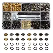 400 Sets 4 Color Brass Grommet Eyelets Kit Tool 6mm 1/4" Inside Diameter with...
