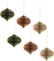 AOBKIAT Christmas Party Decorations,6 Pcs Mini Paper Honeycomb Lantern with Glit