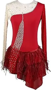 [Zagitova] Figure Skating Dress for Girls with Shiny Rhinestone Patchwork Back Womens Ice Competition Dance Outfits