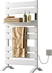 Towel Warmer,Freestanding Electric Towel Warmer with Storage Shelf - 8 Bars Whit