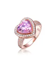 Genevive 18K Rose Gold Vermeil CZ Heart Ring