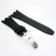 28mm Black Rubber 18mm Folding Clasp Strap for AP Royal Oak Offshore 42mm Watch