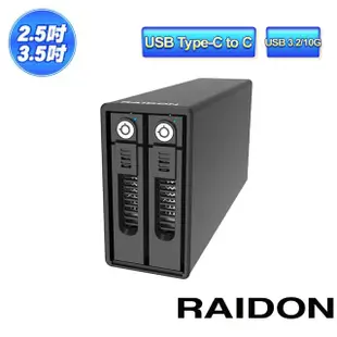 【RAIDON 銳銨】RAIDON GR3660-B31(3.5吋硬碟/2.5吋固態硬碟 USB3.2 Gen2 Type-C 磁碟陣列外接盒)