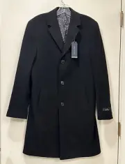 $400 NWT Nautica Men's Black Barge Classic Fit Wool/Cashmere Blend Overcoat 36R