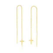 9ct Yellow Gold Silver-Filled Cross Threader Earrings