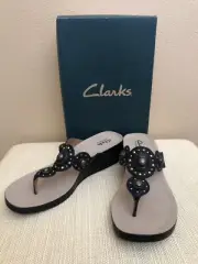 Clarks Sandals ALTO Blues Women’s Size 9.5M 2 1/2”Wedge~NEW