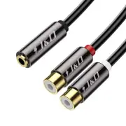 3.5 mm to 2 RCA Cable, Gold Plated Copper Shell Heavy Duty 3.5mm Female to 2R...