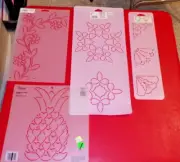 4 QUILTING STENCILS HEART PINEAPPLE/FLORAL VINE/LOOPY LEAF/3" CORNER FANS NWT