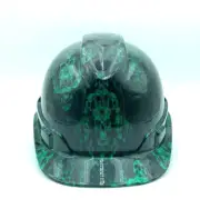 Custom Cap Style Hard Hat Hydro Dipped in Candy Green Temple of Skulls