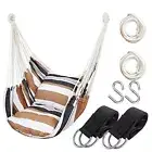 Hammock Chair Hanging Rope Swing Seat for Indoor Outdoor, 300Lbs Capacity