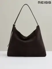 Reiss Chocolate Vigo Grained Leather Tote Bag (E53251) | $510
