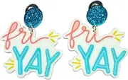[COLORFUL BLING] Friday Fri-Yay Letter Dangle Earring/Leopard Print Earrings/Back To School Jewelry Teacher Appreciation Gifts