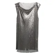 [Versace] Versace Chainmail Cowl-neck Dress 40 IT GREY