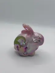 Fenton Glass Pink Iridescent Bunny Rabbit 90th Year Celebration Signed