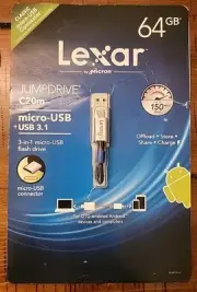 Lexar 64GB JumpDrive C20m Mirco-USB+ USB 3.1 Flash Drive