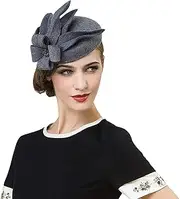 [RZTA] Women's 100% Vintage Wool Felt Cloche Bucket Bowler Hat Winter Vintage Bow Fedoras Church Derby Fascinator Hat