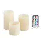 LED Candle Lights 3 Pack ,Real Wax Electric Flickering Fake Candles with Timer