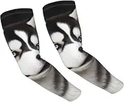 [FHEDVBN] Cute Husky Dog Arm Sleeves Compression Arm Covers for Men Women Outdoor Sun Sleeves Cooling Sports Sleeve, Black