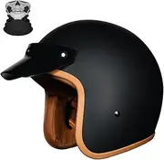 Motorcycle Helmets with Visor, German Style Motorcycle Helmet for Adult, ECE Approved Retro Half Shell Helmet for Moped Cruiser Scooter