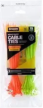 Handy Hardware Fluro Colours Cable Ties, 150 x 3.6 mm, (Pack of 72)