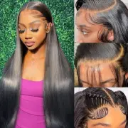 28 Inch Lace Front Wig Human Hair 180 Density Straight Lace Front Wigs Human ...