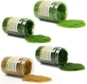 CFA4 4 x 300ml Mixed 12mm Static Grass Terrain Powder Green Grass Fairy Garden Miniatures Landscape Artificial Sand Table Model Railway Layout