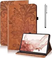 TUOLISG Case for Samsung Galaxy Tab S9 FE 10.9 Inch / S9 2023 11 Inch with Stylus and Pen Holder, PU Leather Multi-Angle Folio Protective Case Document Slots Tablet Case for Galaxy Tab S9 FE/S9 -
