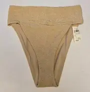 American Eagle Aerie Gold Sparkle High Cut Cheeky Bikini Swim Suit Bottoms
