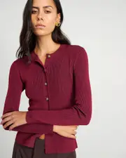 [Jag] Jag Women's Alora Long Sleeve Cardigan Sweater In Wine Red Size 8 8 Red
