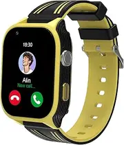 4G Kids Smart Watch with GPS Tracker SIM Crad Phone Watch Whatsapp Video Call SOS Alarm Voice Chat Pedometer Real Time Tracking Smartwatch for Age 4-12 (Yellow)