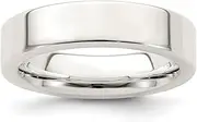 [JewelryWeb] 925 Sterling Silver Polished Flat Band 5mm Comfort-Fit-Flat-Band Ring-Band Style-Ring for Women and Men