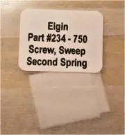 Elgin 750 - Part #234 - Sweep Second Spring Screw - Factory Replacement Repair