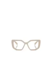 geometric-frame logo glasses 54 Nude