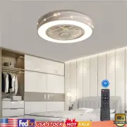 Modern LED Ceiling Fan Light Dimmbale Invisible Blades 3 Wind Speeds Fan Lamp