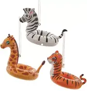 Kurt S. Adler Jungle Animals Zebra Giraffe Tiger Floats Ornaments | Set of 3