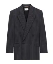 jacket in striped wool flannel FR38 Black