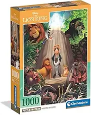Clementoni 39902 Jigsaw Lion King 1000 Pieces-Compact Box, Poster Included, Disney, Puzzle for Adults 14-99 Years, Men/Women, Made in Italy, Multicolor