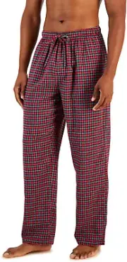 Club Room Mens Flannel Plaid Pajama Pants Red, Large