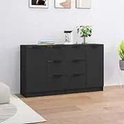 Sideboards Set of 2, Black 60x30x70 cm, Engineered Wood, Ample Storage for Living Room, Dining Room, or Entryway