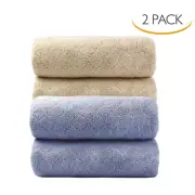 Extra Large Bath Towels Coral Fleece 30"X60" 2 Bath Towel Set, Soft Quick Dry