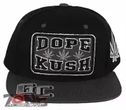DOPE KUSH MARIJUANA WEED CANNABIS FLAT BILL SNAPBACK BASEBALL CAP HAT BLACK GRAY