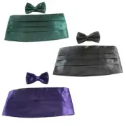 Mens Cummerbund + Bow Tie Tuxedo Formal Wedding Men's Suit Black White Cumberbun