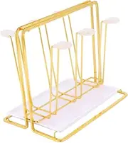 Amosfun Cup Holder Mug Drying Bar Accessories Drying Rack Coffee Bar Bottle Drying Stand Bottle Drying Organizer Cup Drainer Stand Mug Stacker Cups Organizer Golden