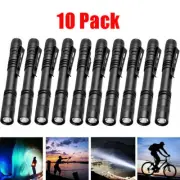 10 x LED Flashlight Clip Mini Lights Penlight Pocket Portable Pen Torch Lamp USA