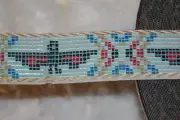 5 yards Native American Thunderbird Black white blue woven ribbon Trim 1.375"