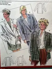 UNCUT Rare Burda Pattern #6080 Ladies Jacket Coat (Sz 10-20) Oversize Jacket 80s