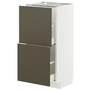 METOD / MAXIMERA base cabinet with 2 drawers, white/Havstorp brown-beige, 40x37x80 cm