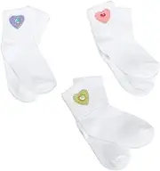 [Jefferies Socks] Big Girls' Hearts Applique (Pack of 3) - Multi