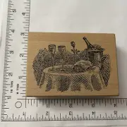 VTG ~ Too Much Fun ~ Romantic Table ~ Rubber Stamp ~ Brand New!!